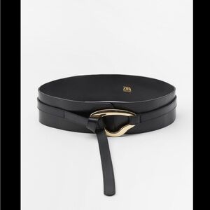 Zara Elegant Black Belt with Gold Accent